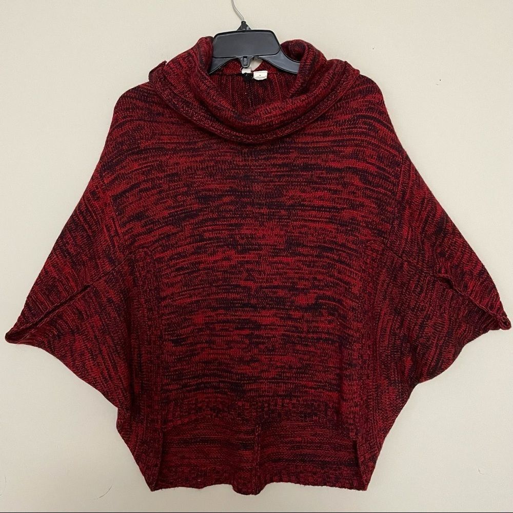 Moth Anthropologie Womens Cowl Neck Poncho Red szM